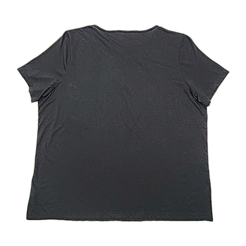 Talbots Shirt T-Shirt Knit Black Short Sleeve Top Plus Sz 2X Cotton Modal Ruffle - Picture 2 of 11
